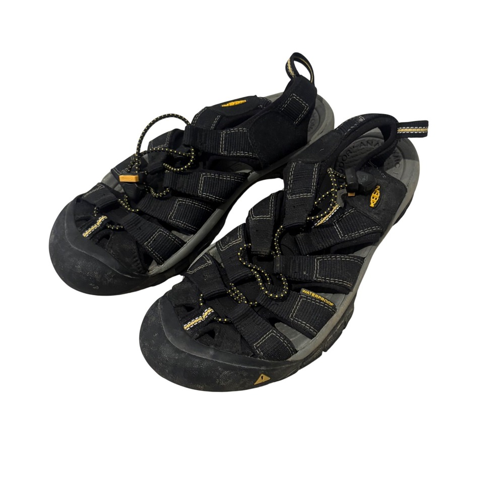 KEEN Newport H2 Sport Sandals Mens 8 Black Yellow Waterproof Hiking 1001907